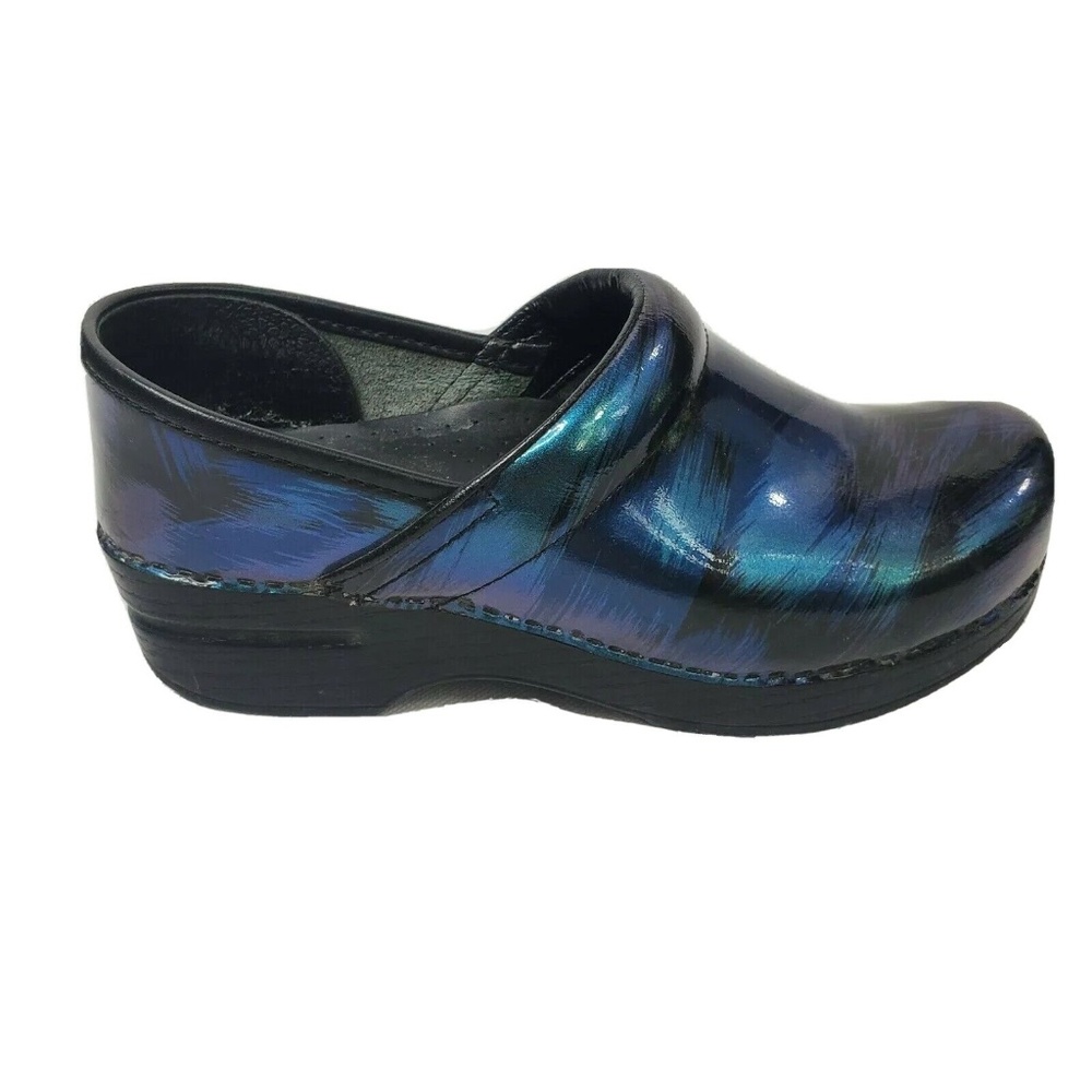 Dansko Work Wonders Blue Patent Leather Clogs